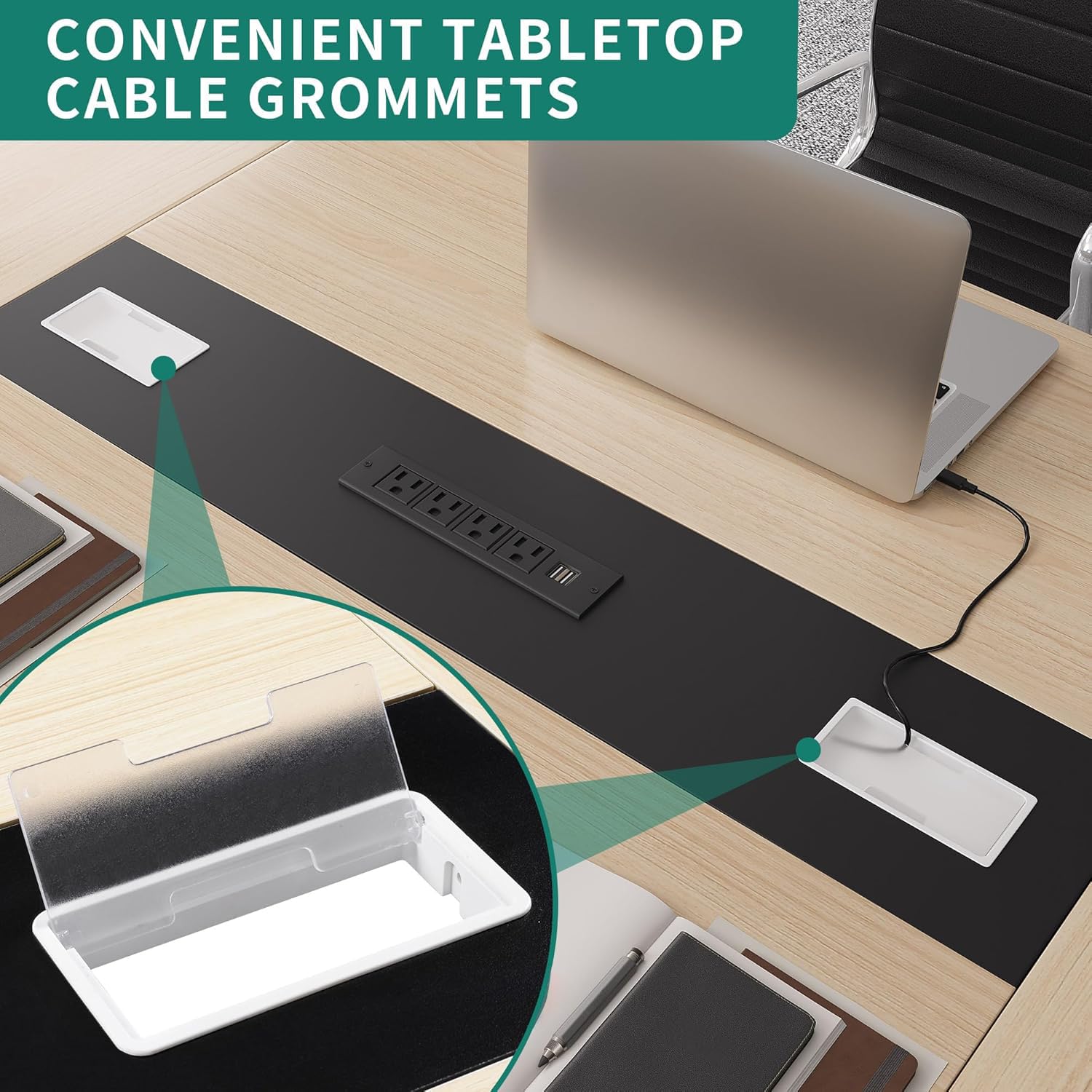 Boat Shaped Conference Table with Power Outlets