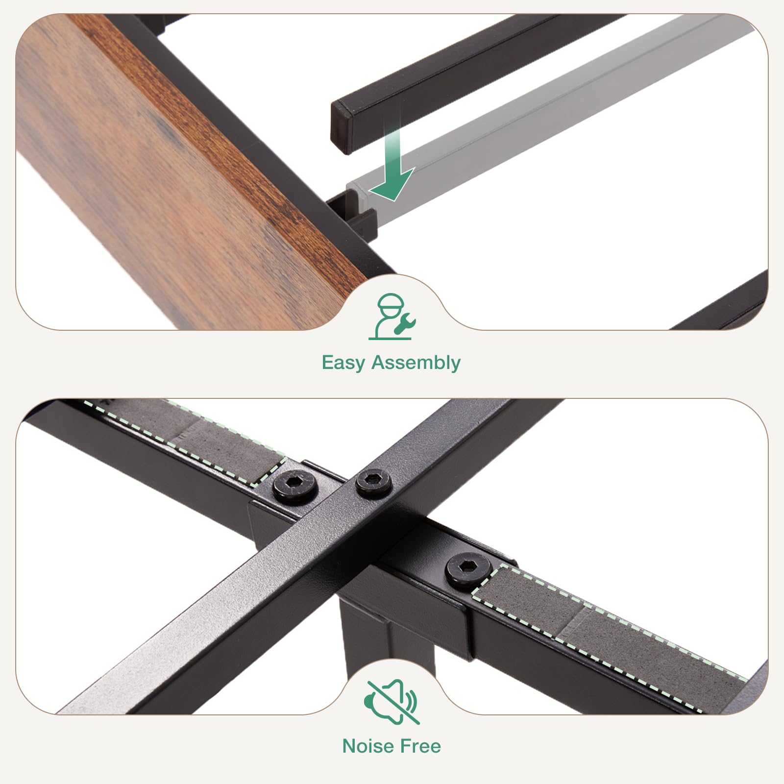 Twin Bed Frame with Charging Station and LED Lights