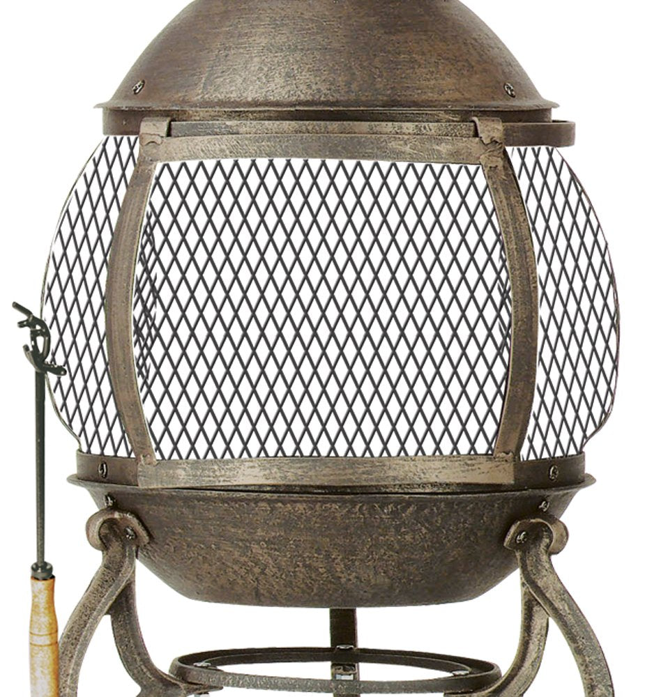 Outdoor Steel Chimenea Fireplace Bronze 36 Inch