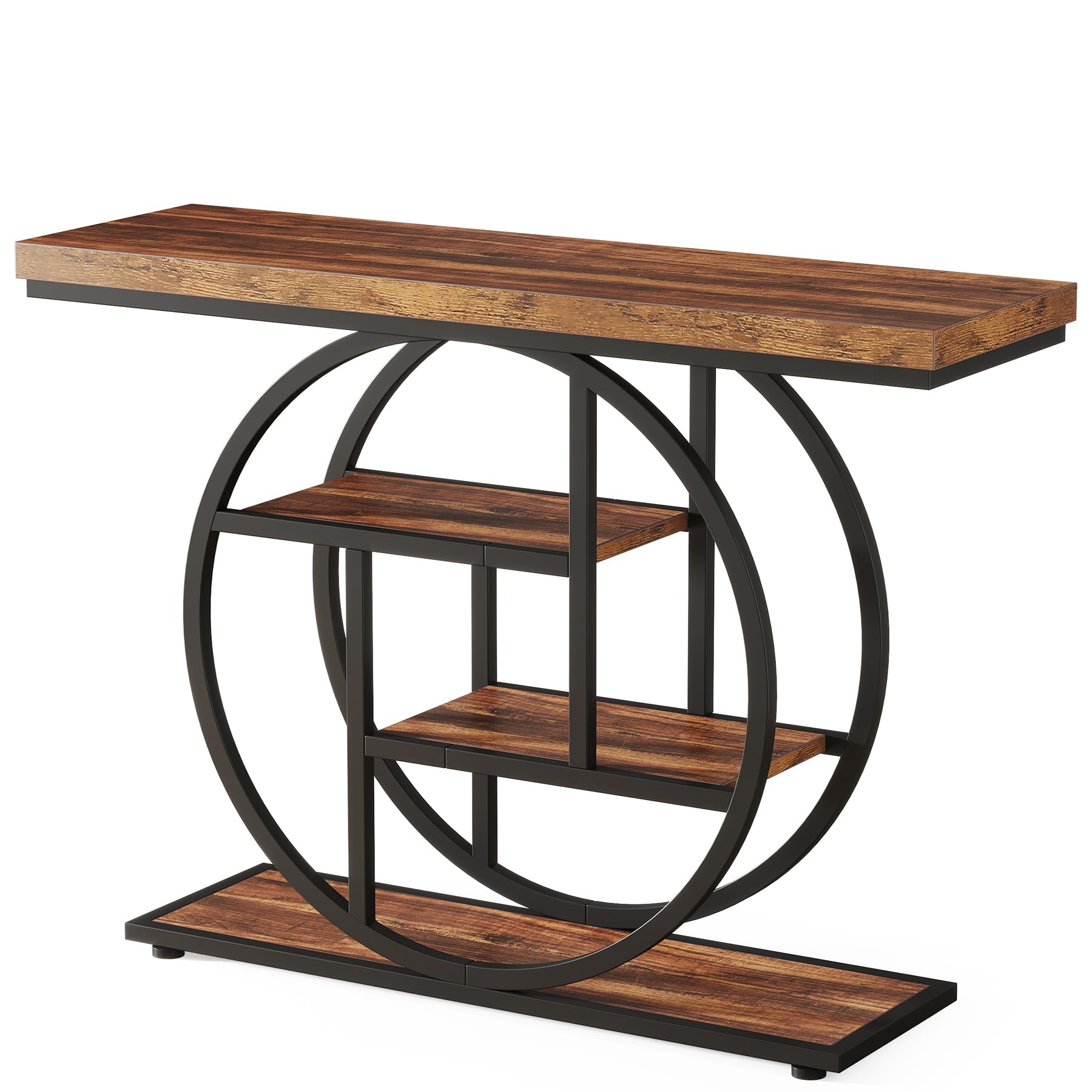 41.3" Industrial Console Table with 4-Tier Storage Shelves