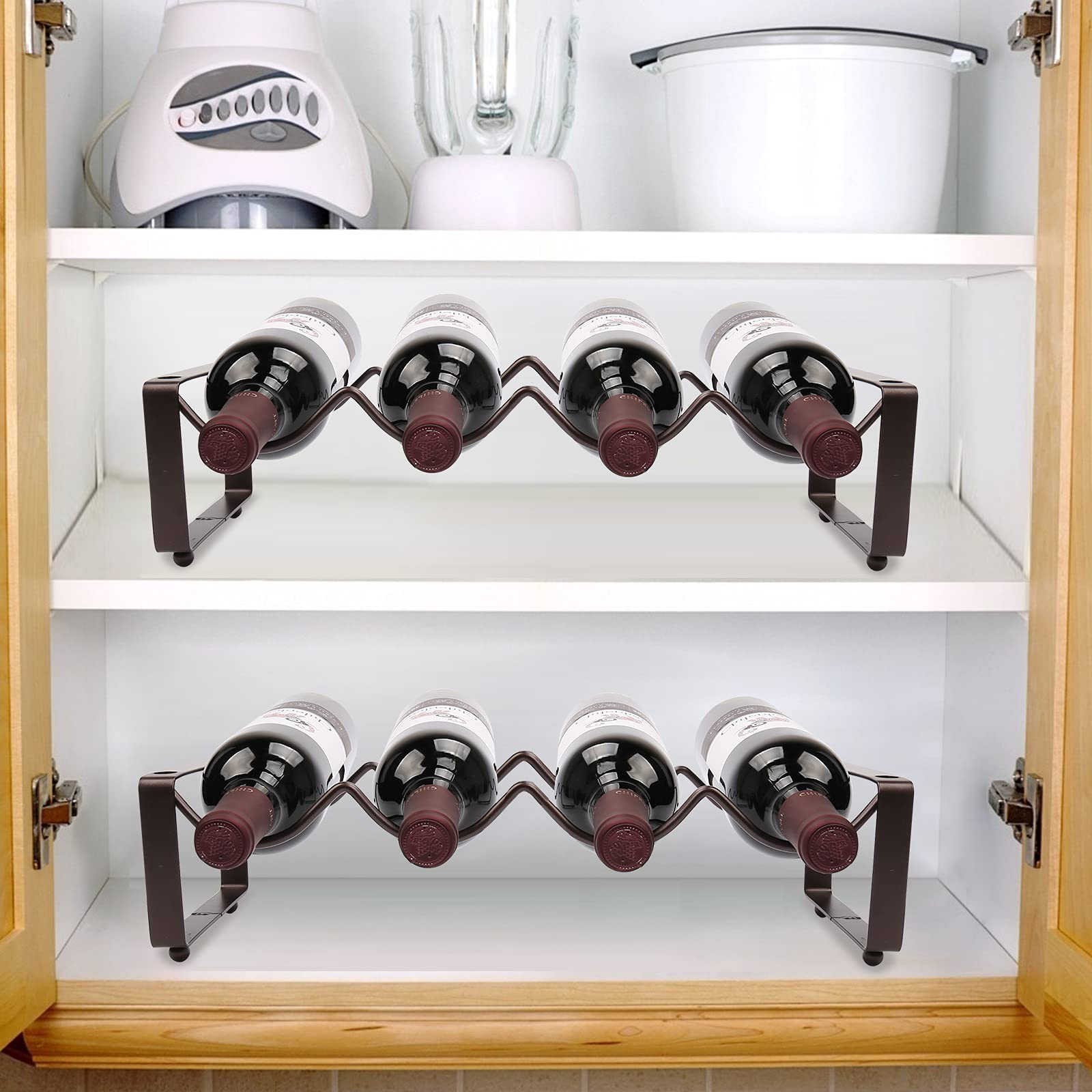 2 Tier Stackable Wine Rack - 8 Bottle Countertop Storage