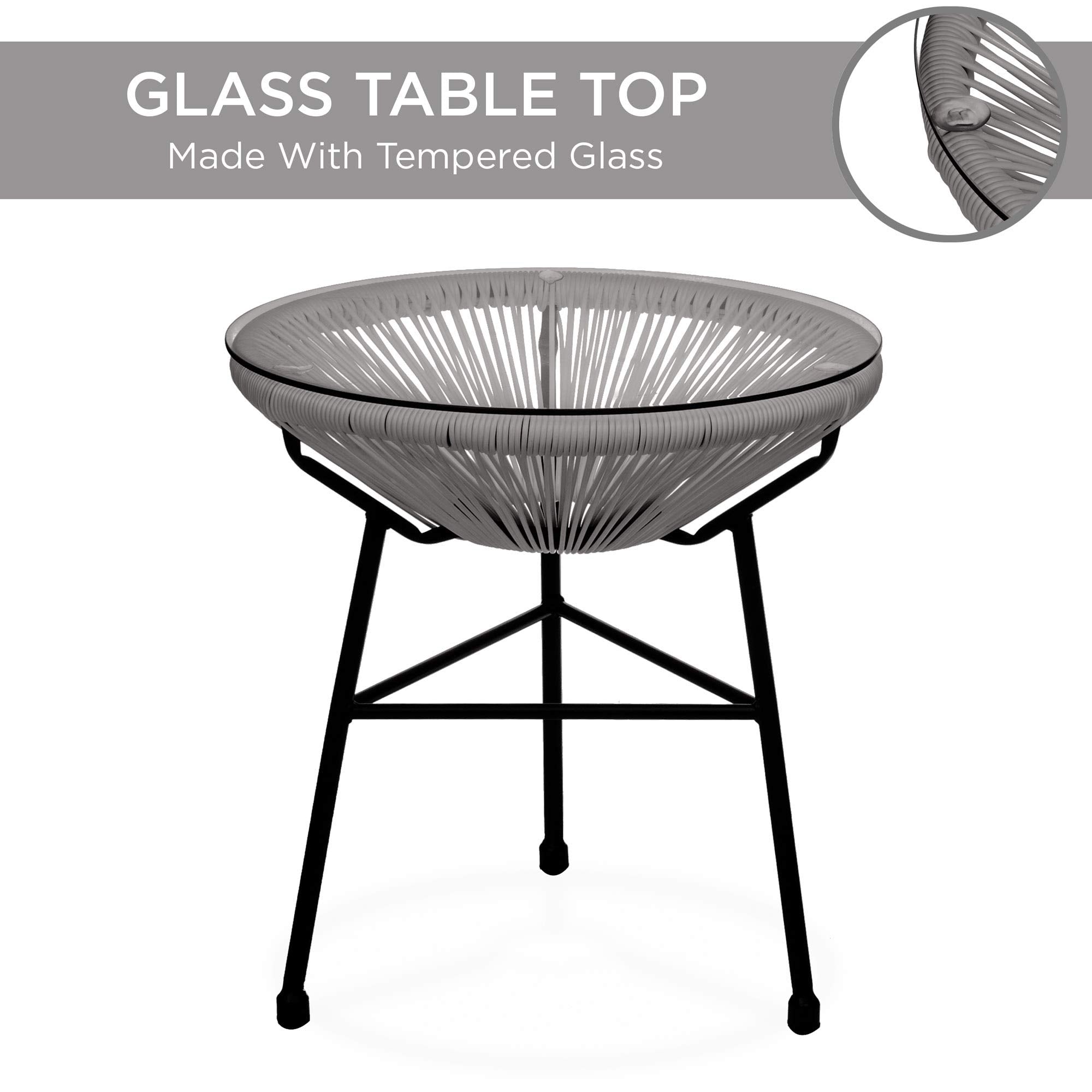 3-Piece Acapulco Patio Bistro Set with Glass Table