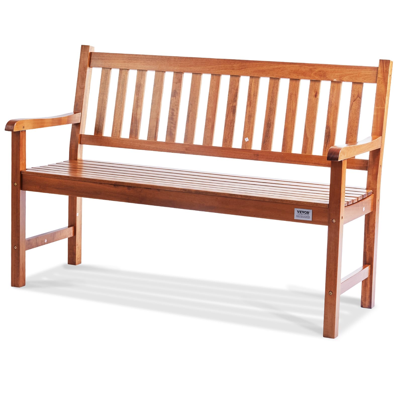 Wood Outdoor Garden Bench 2-Person with Backrest