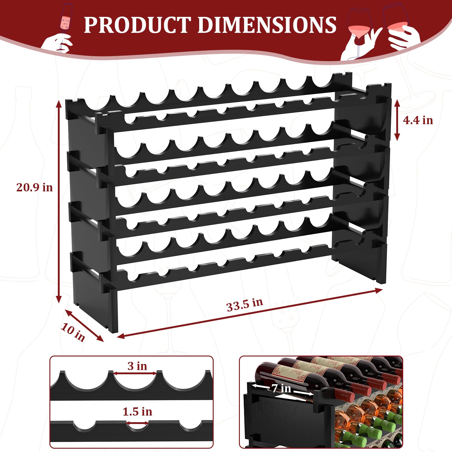 36 Bottle Bamboo Wine Rack Floor Standing