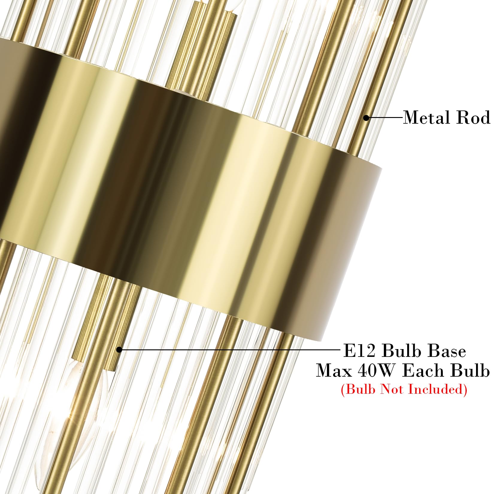 Modern Gold Crystal Wall Sconces Set of 2