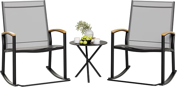 3 Piece Outdoor Rocking Bistro Set with Table