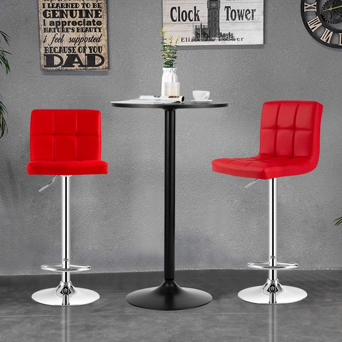 3-Piece Bar Table Set with Adjustable Swivel Chairs