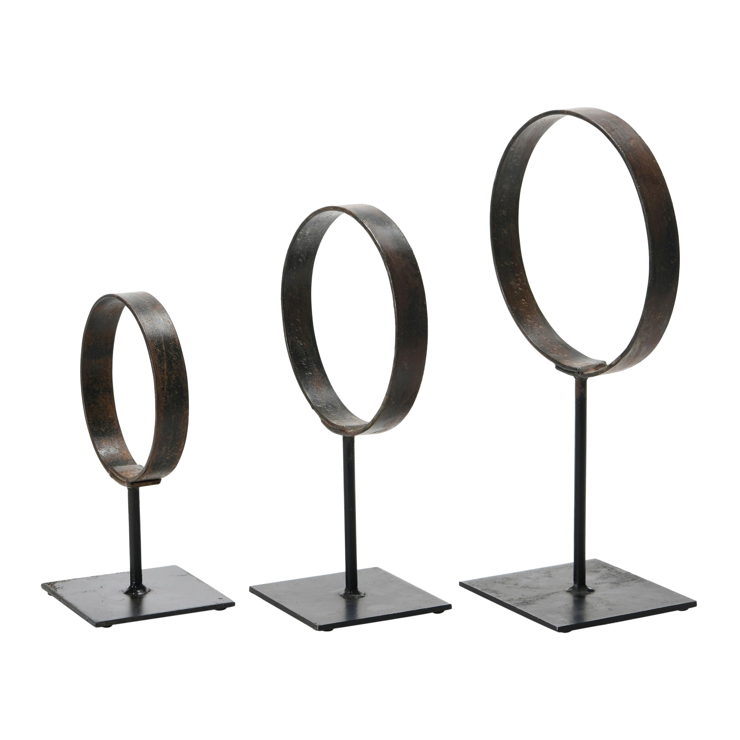 Decorative Metal Rings on Stands Set of 3