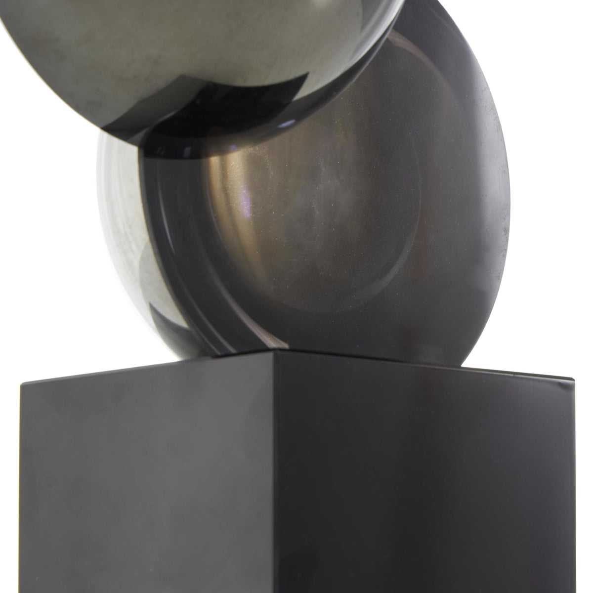 Glass Abstract Decorative Sculpture with Black Base