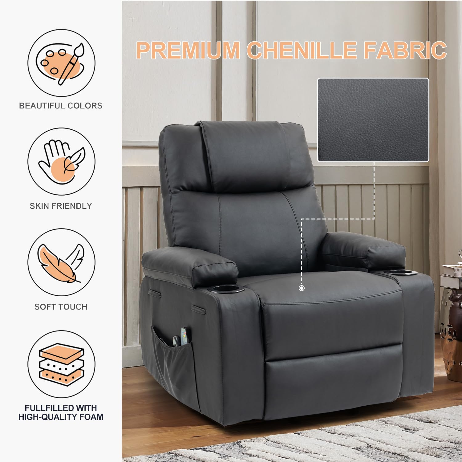 Power Lift Recliner with Massage and Heat