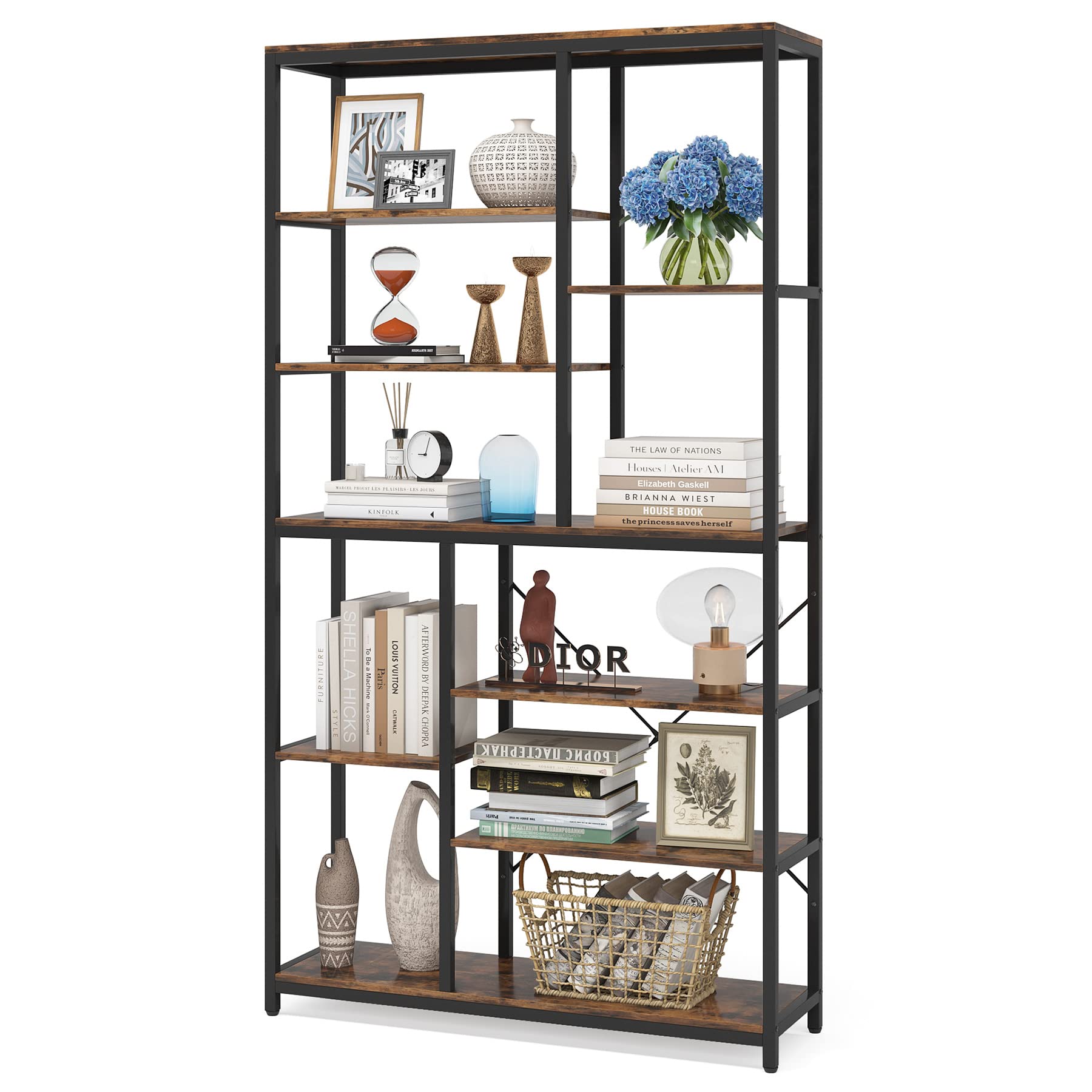 79 Inch Tall Bookshelf 8-Tier Staggered Display Shelving Unit