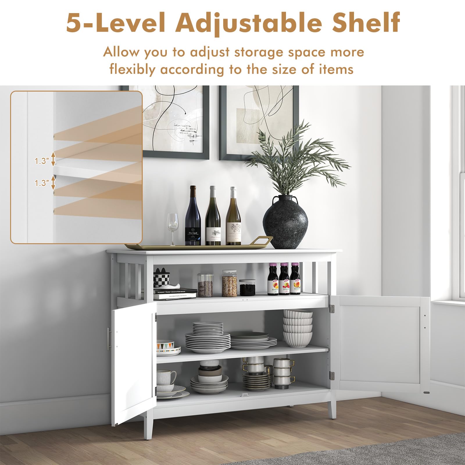 Farmhouse Sideboard Buffet Cabinet with Storage
