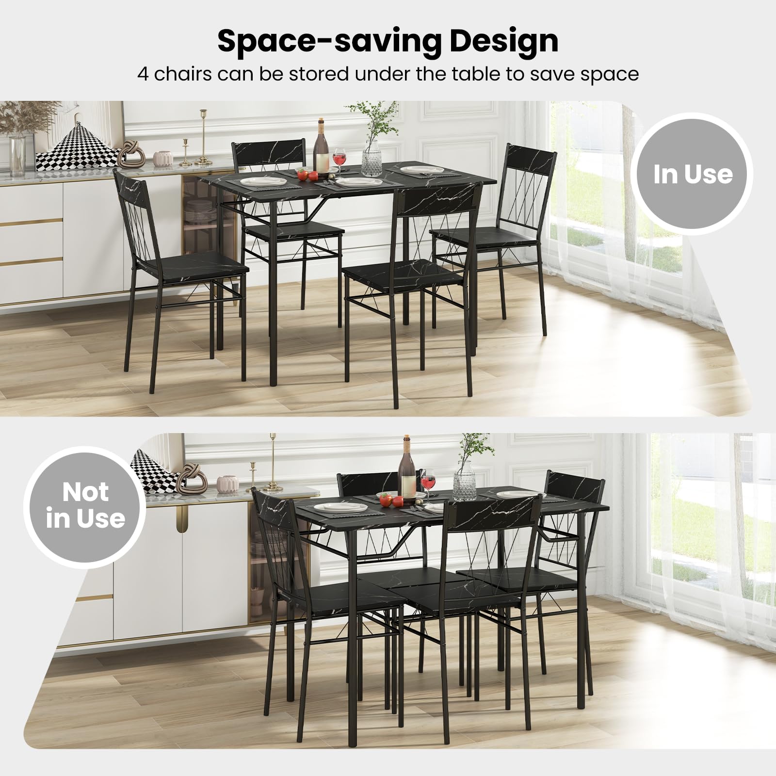 5-Piece Dining Table Set with 4 Chairs