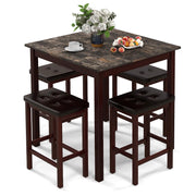 5-Piece Counter-Height Dining Set with Faux Marble Table