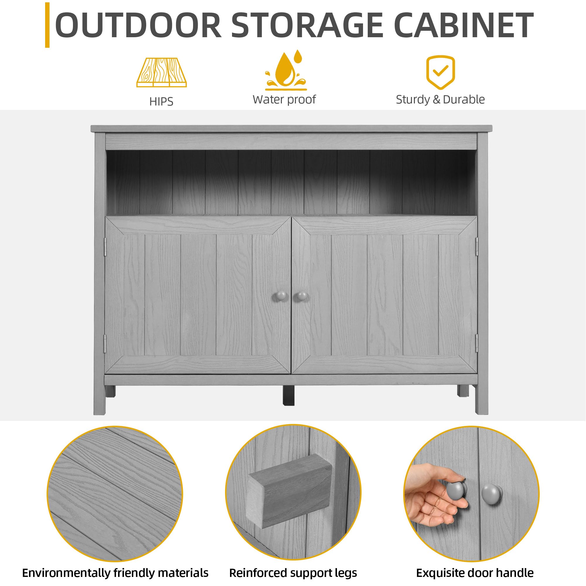 Outdoor Sideboard Storage Cabinet with Shelves