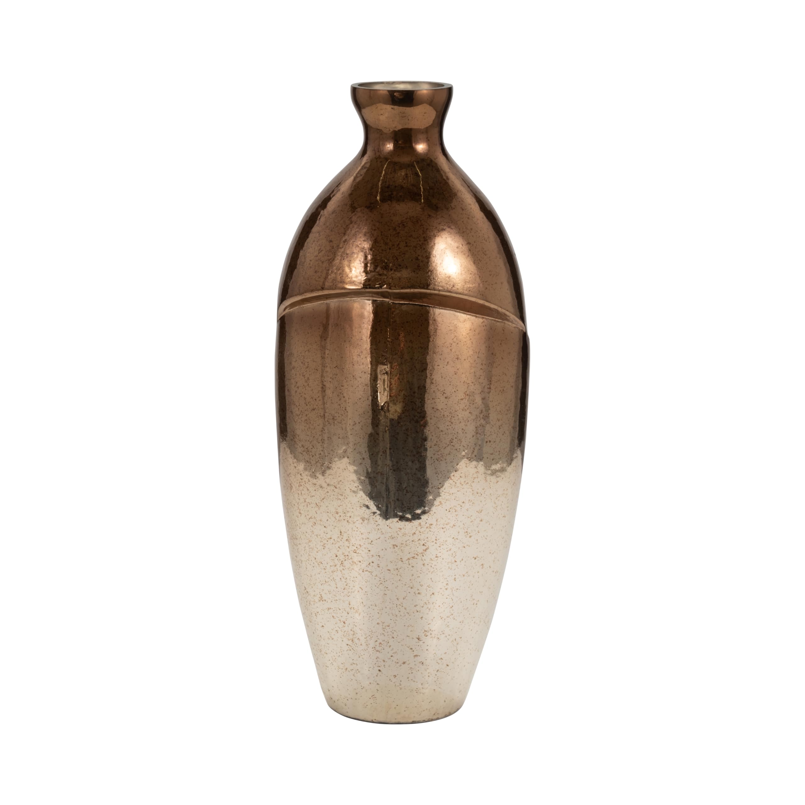 Modern Abstract Glass Vase - Handcrafted Metallic Copper Bronze - 19 Inch Decorative Accent