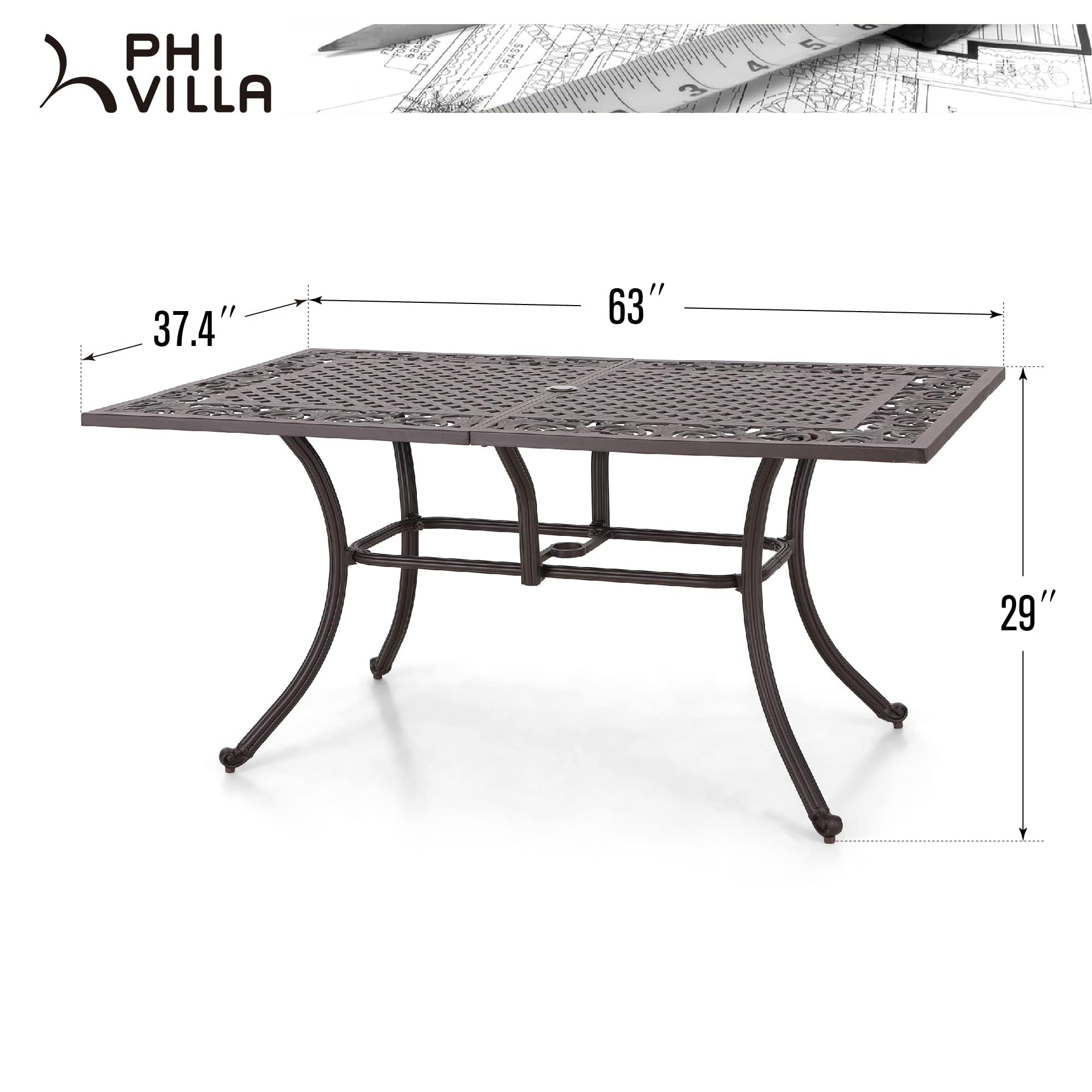 Cast Aluminum Outdoor Dining Table for 6