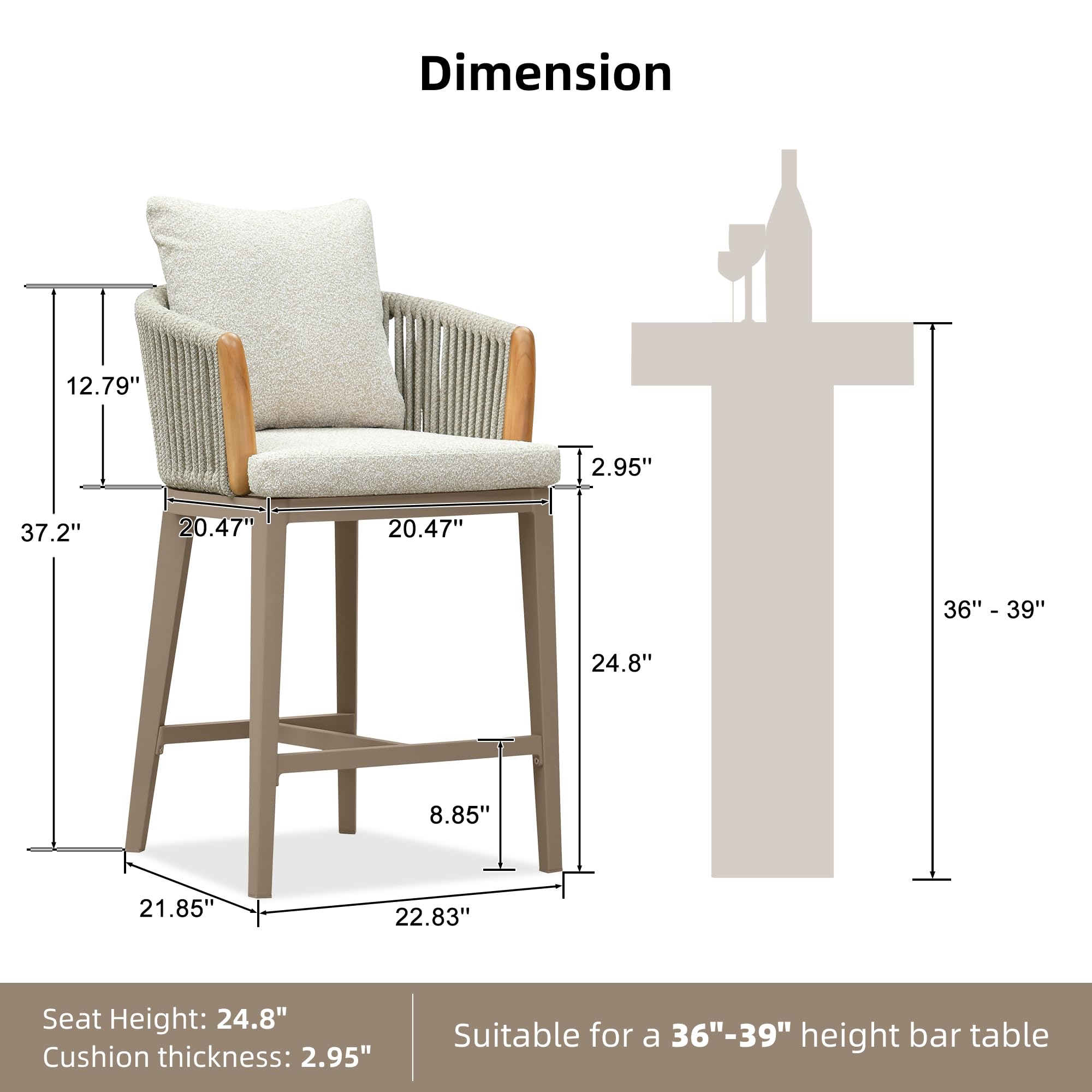 Outdoor Counter Height Bar Stools with Cushions