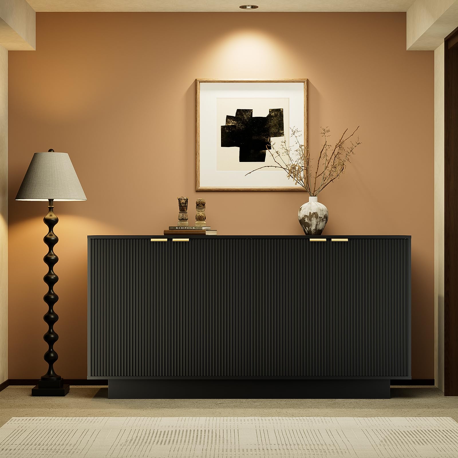 63" Fluted Sideboard Buffet Cabinet with Storage