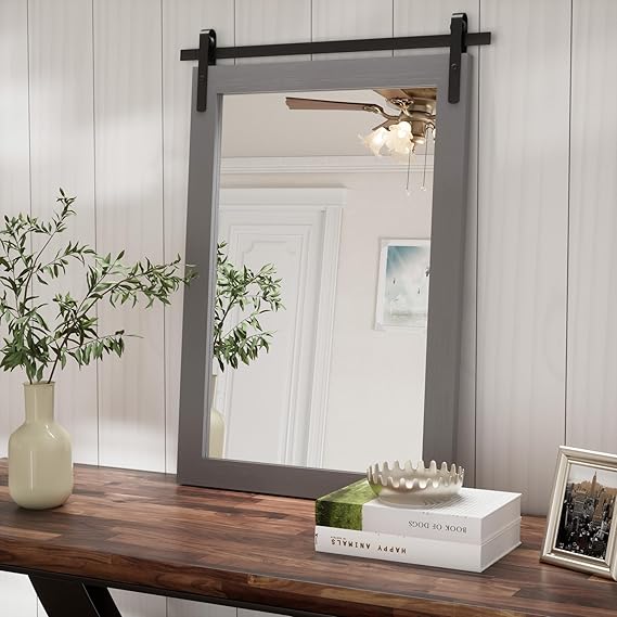 Black Farmhouse Wall Mirror 40x26 Inch