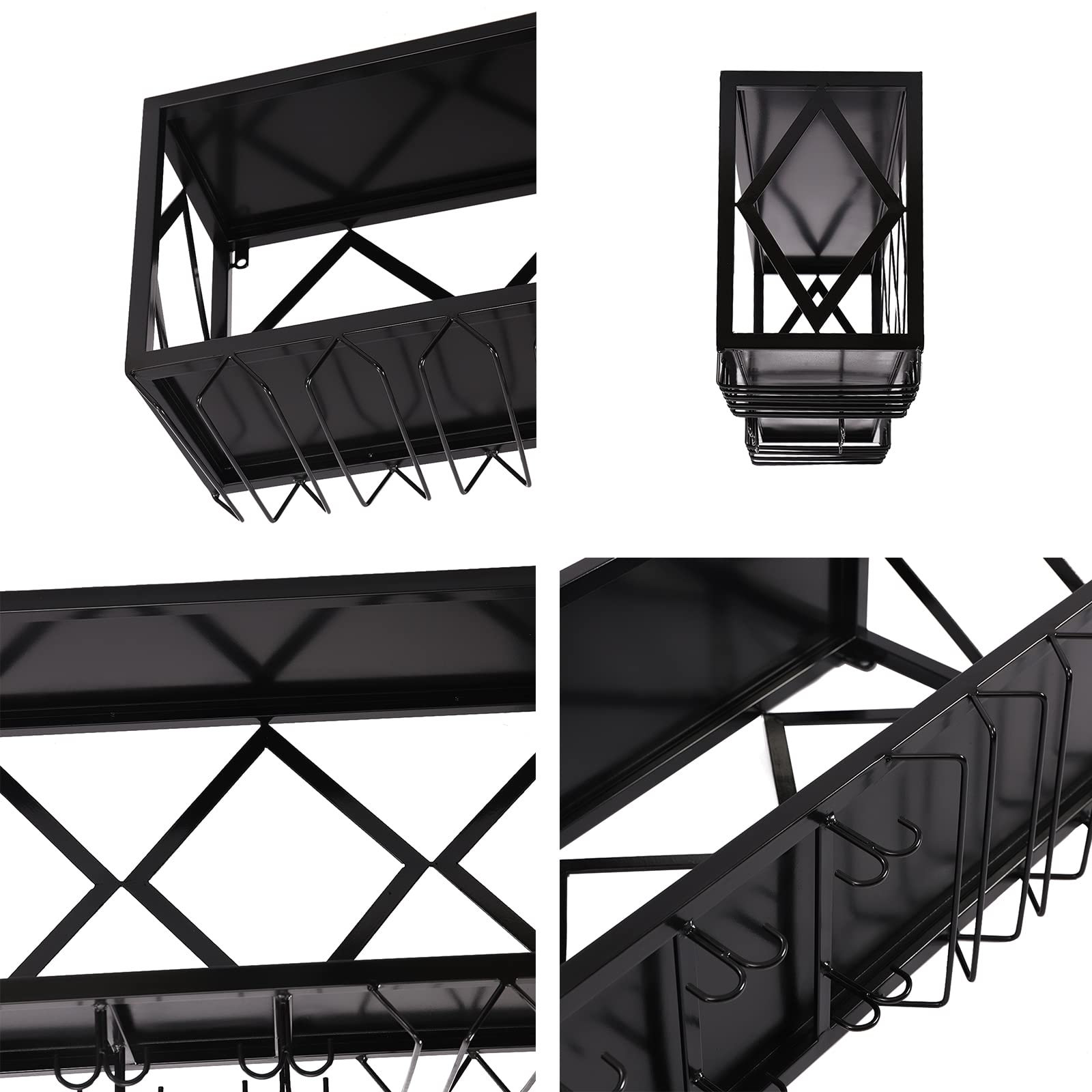Wall Mounted Wine Rack with Glass Holder