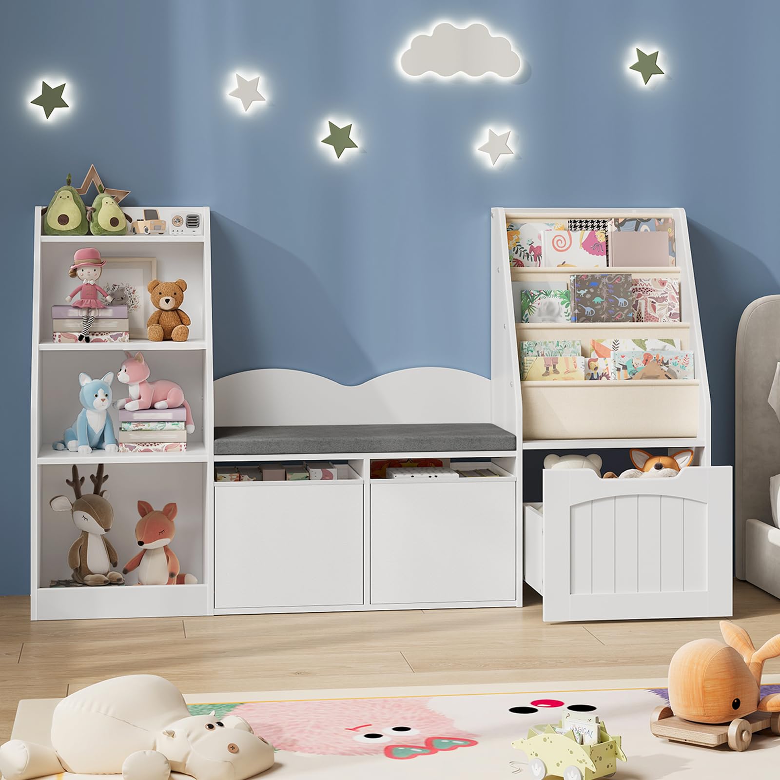 Kids Bookshelf with Reading Nook and Storage