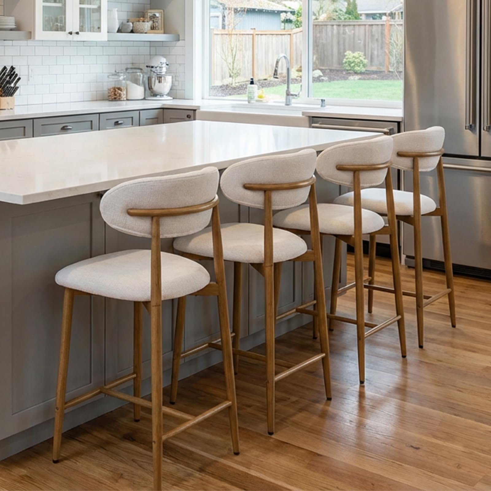 Counter Height Bar Stools Set of 4 Upholstered