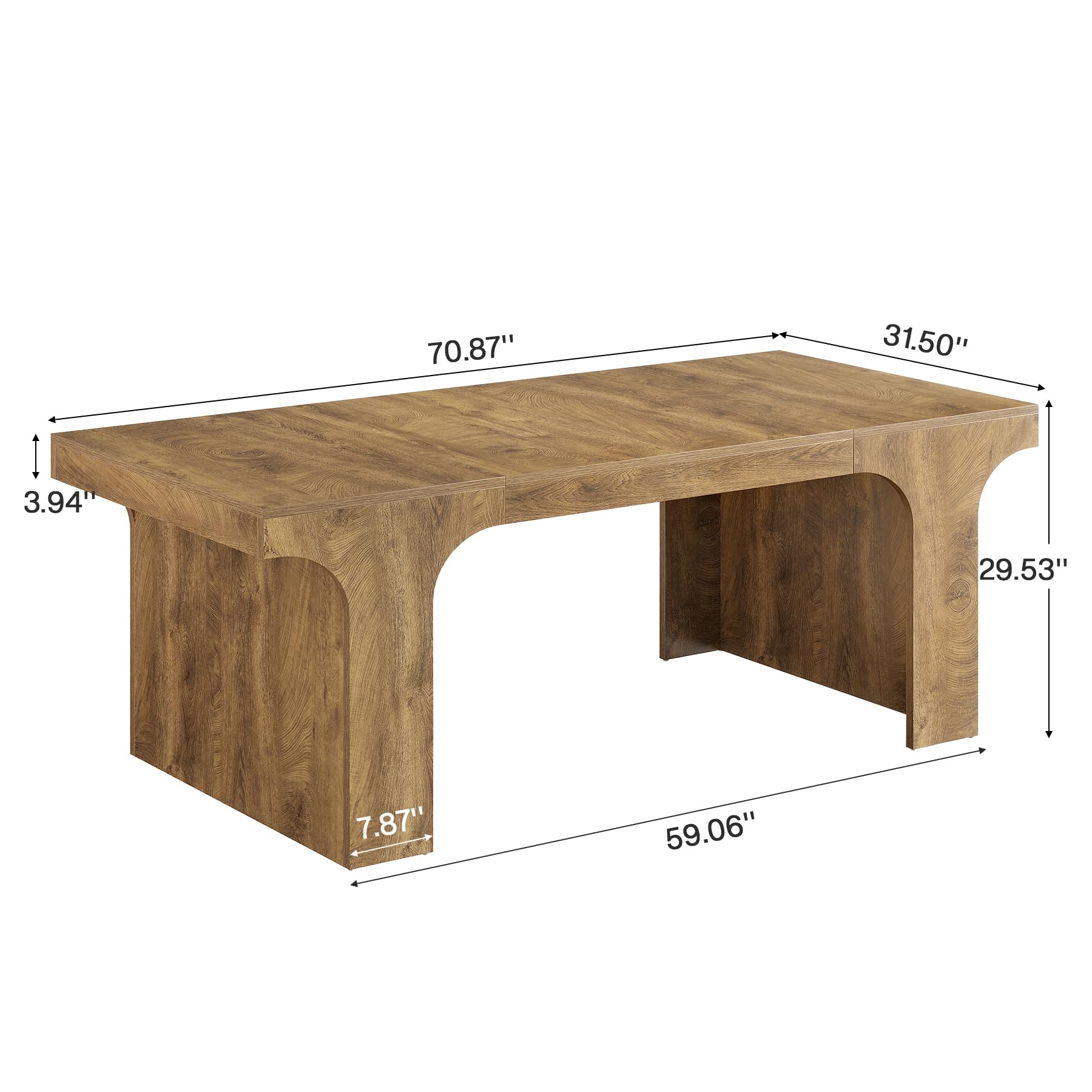 70.9-Inch Executive Desk with Arched Design