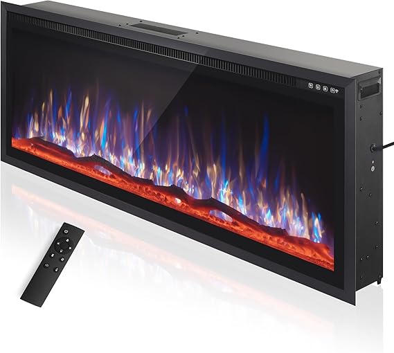 72" Electric Fireplace Wall Mounted with Remote Control