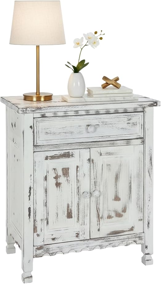 Country Cottage Accent Cabinet with Drawer and Adjustable Shelf