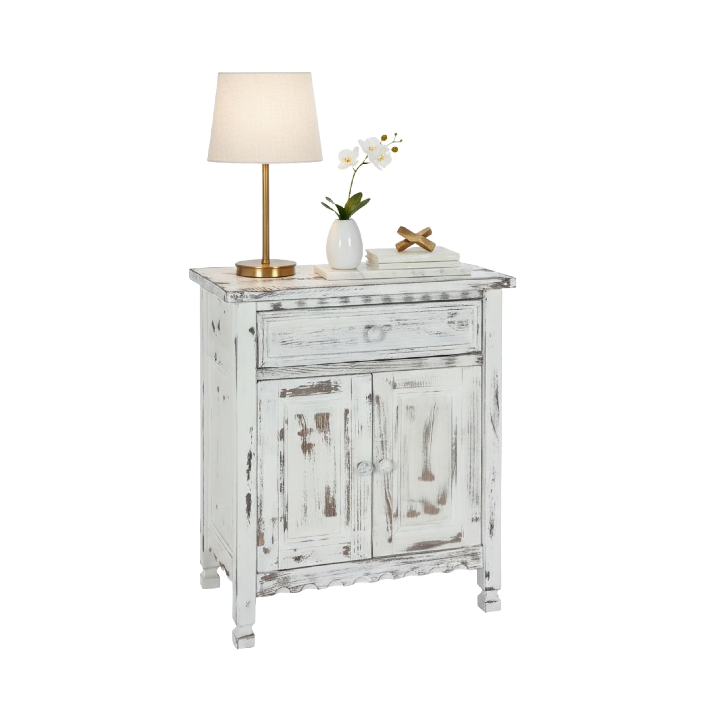 Country Cottage Accent Cabinet with Drawer and Adjustable Shelf