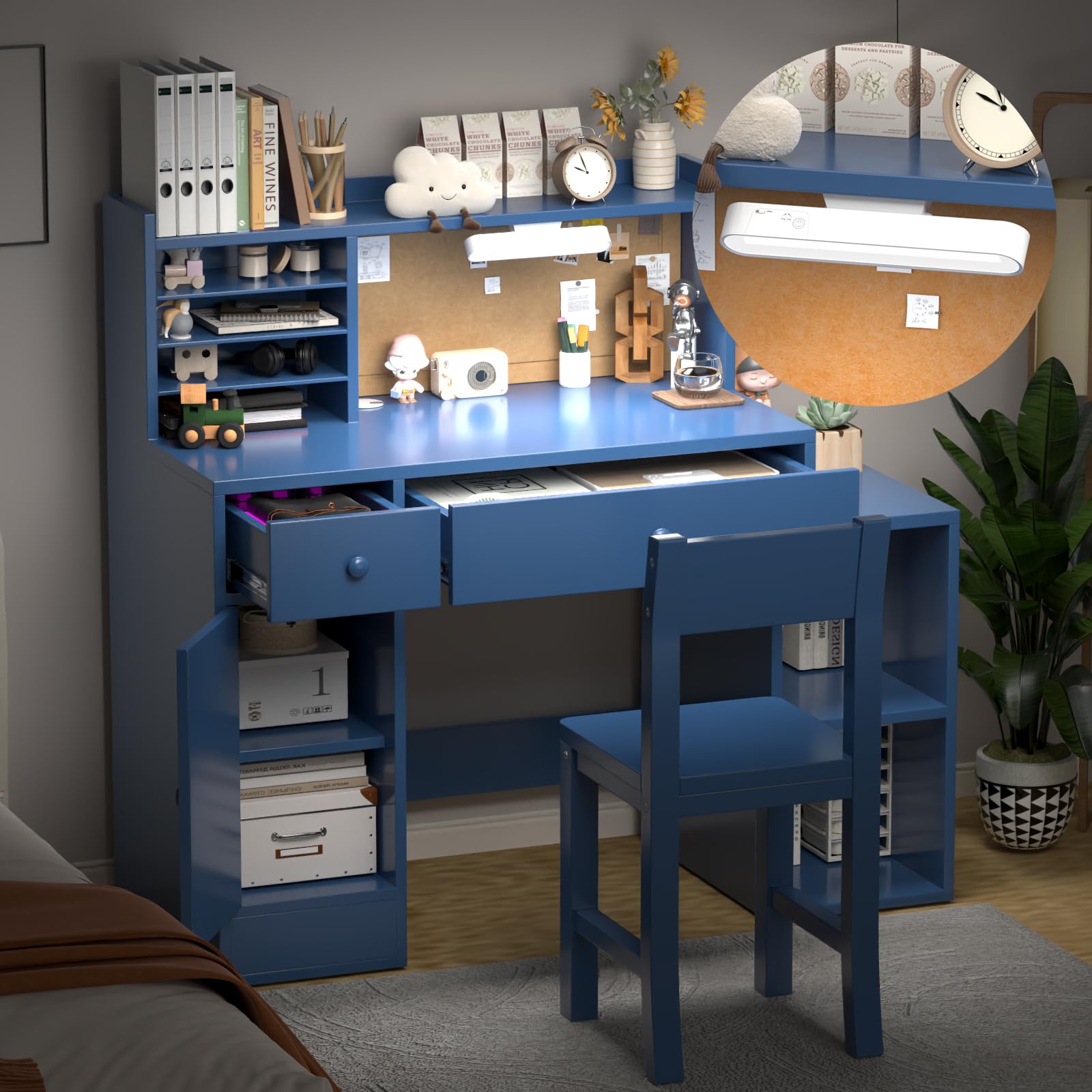 Kids Study Desk and Chair Set with Storage