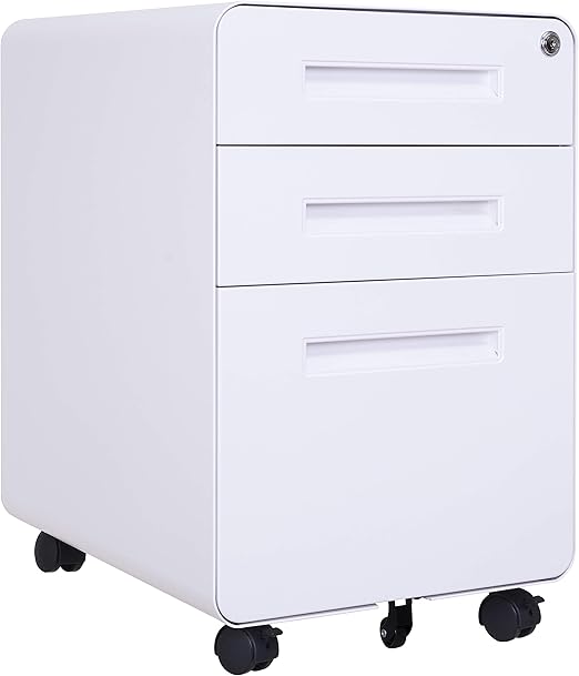 3 Drawer Mobile File Cabinet with Lock