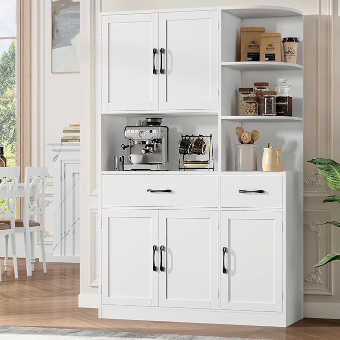 67" Kitchen Pantry Cabinet with Microwave Stand