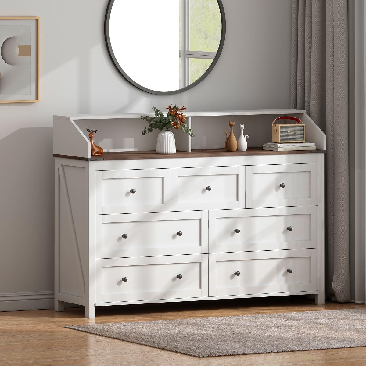 7 Drawer Dresser with LED Lights and Charging Station