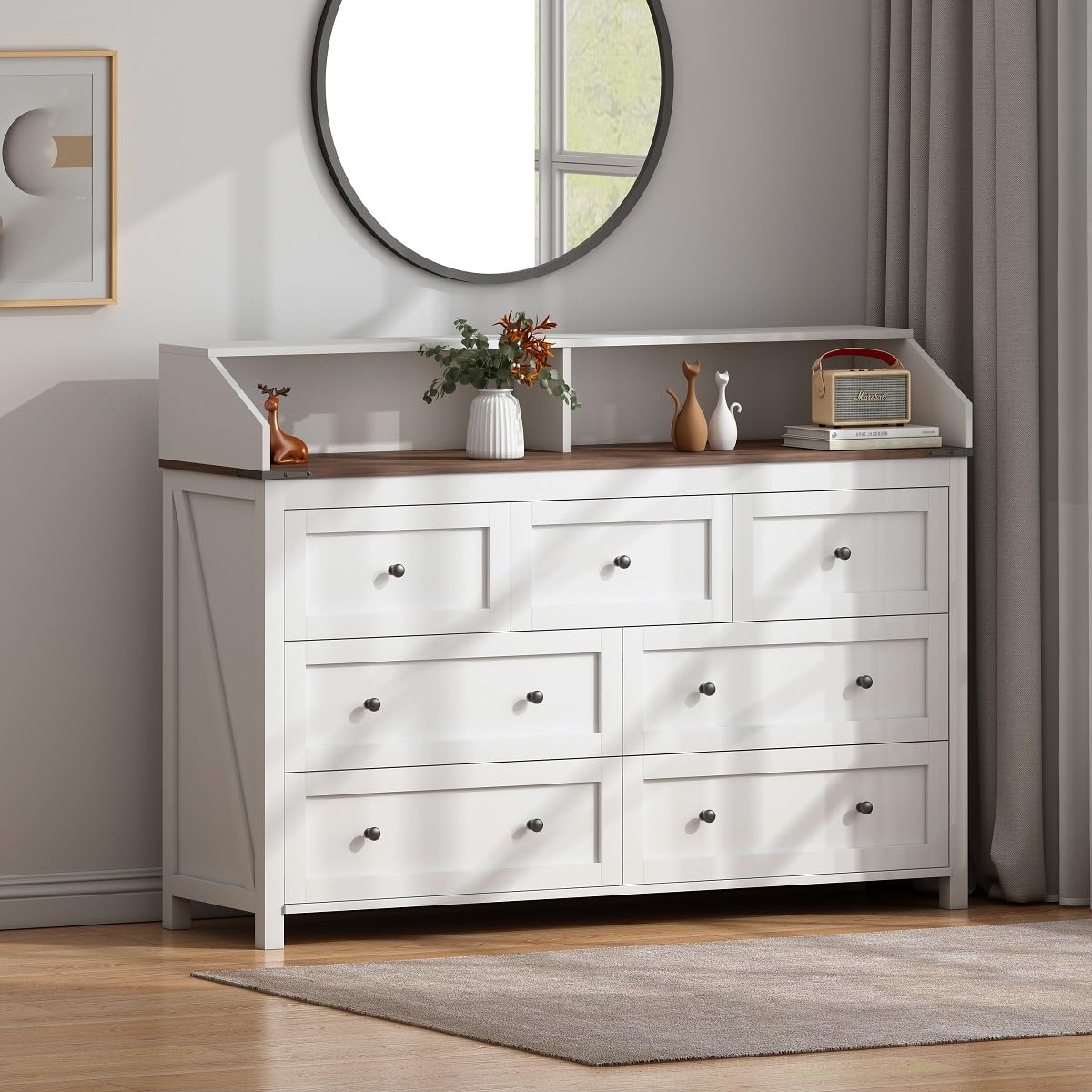 7 Drawer Dresser with LED Lights and Charging Station