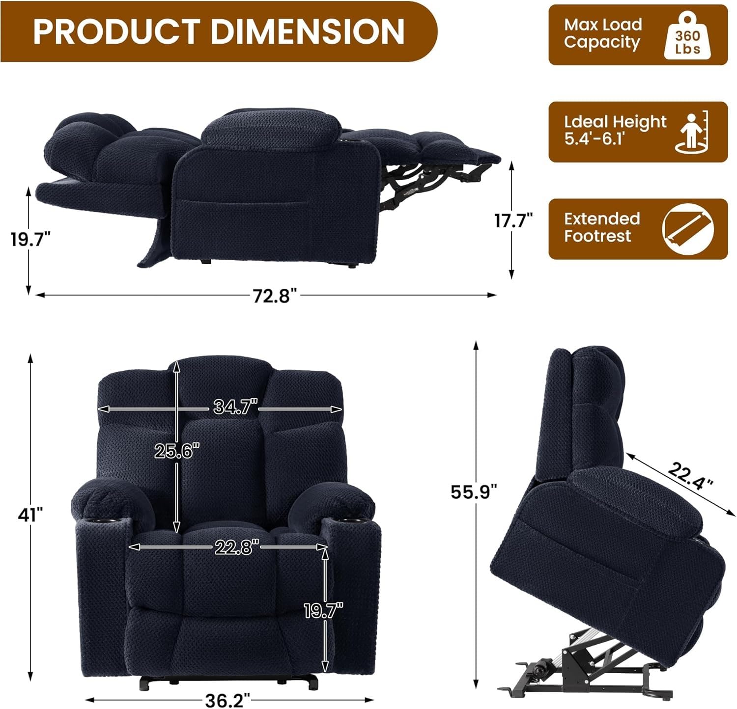 Power Lift Recliner Chair with Heat and Massage