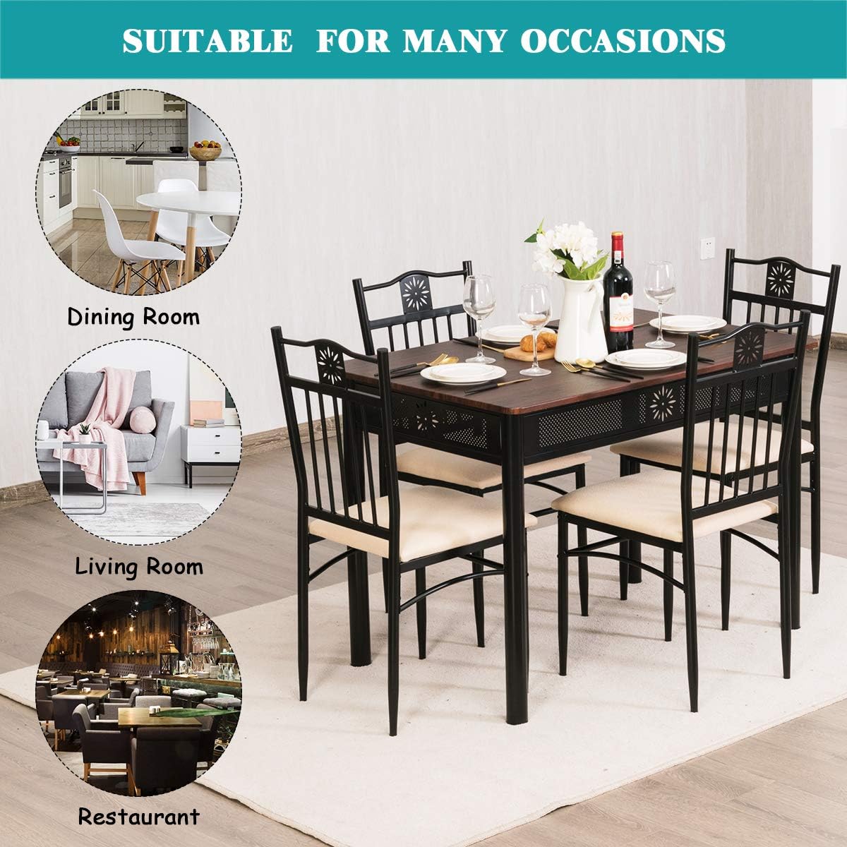 5 Piece Dining Table and Chairs Set