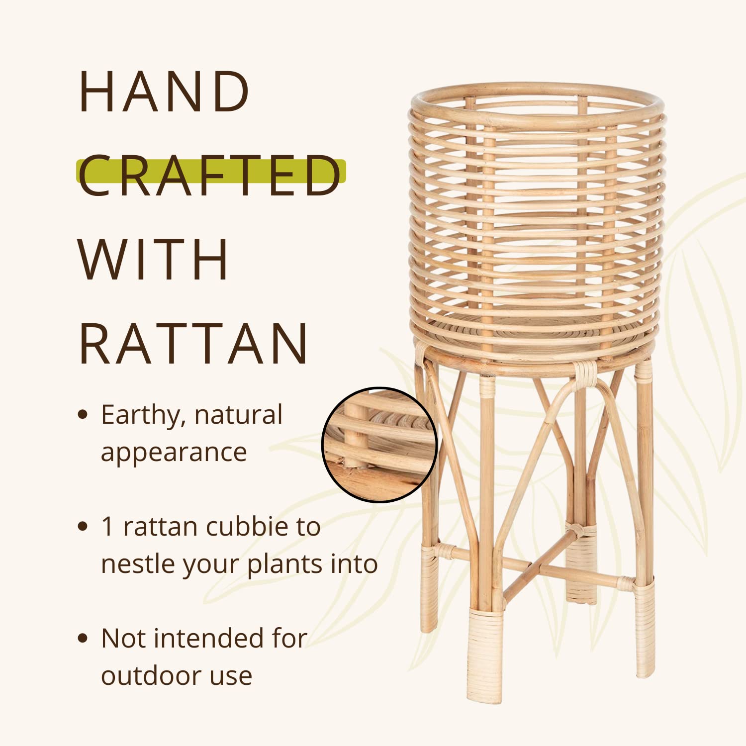 Rattan Indoor Plant Stand Medium Natural Brown