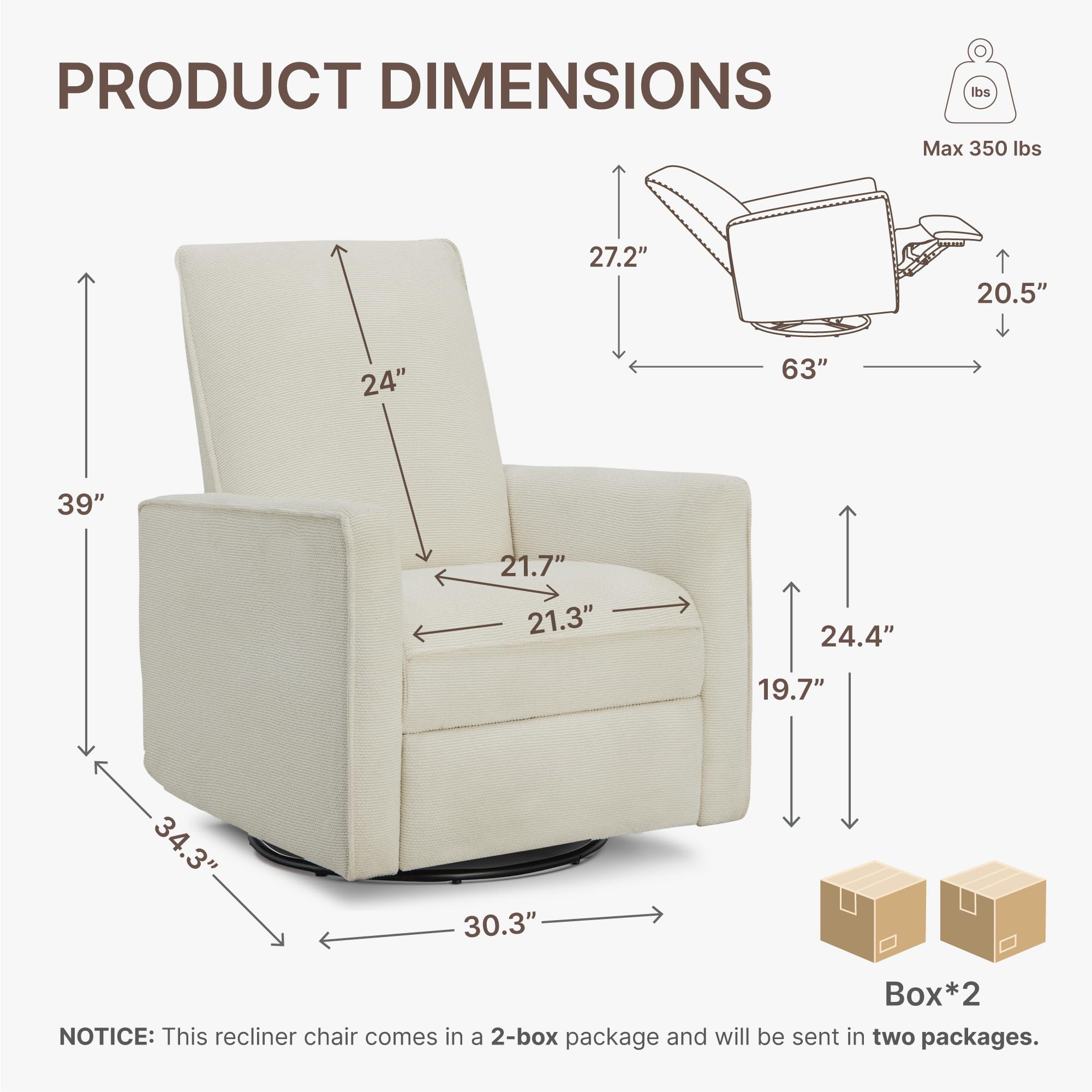 Swivel Rocker Recliner Chair with Manual Glider
