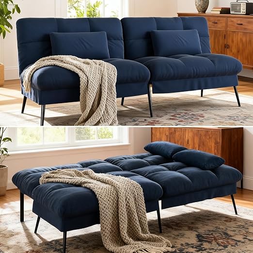 Convertible Futon Sofa Bed with Adjustable Backrest