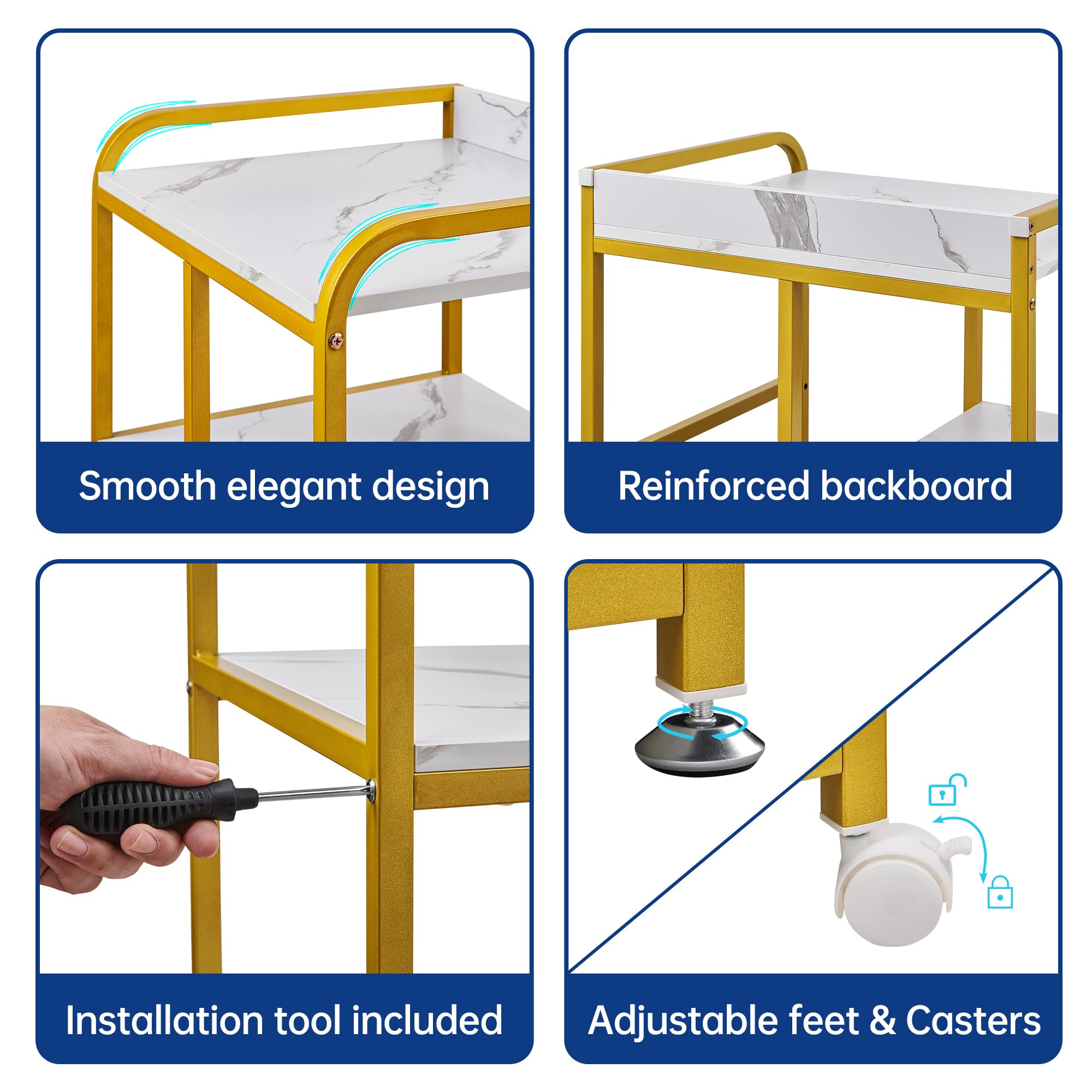 Rolling Printer Cart with Storage Shelf