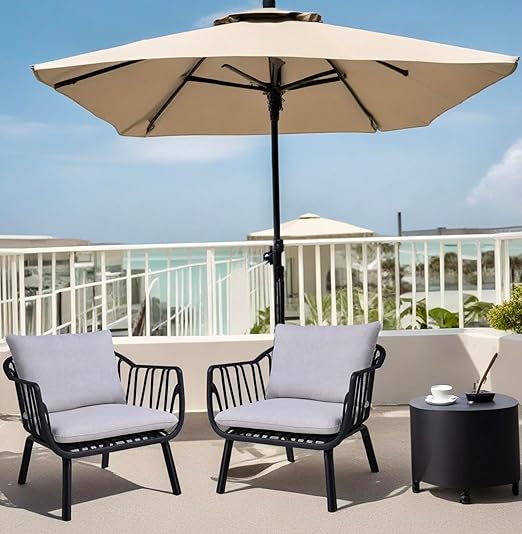 Outdoor Polypropylene Iron Frame Club Chair Set