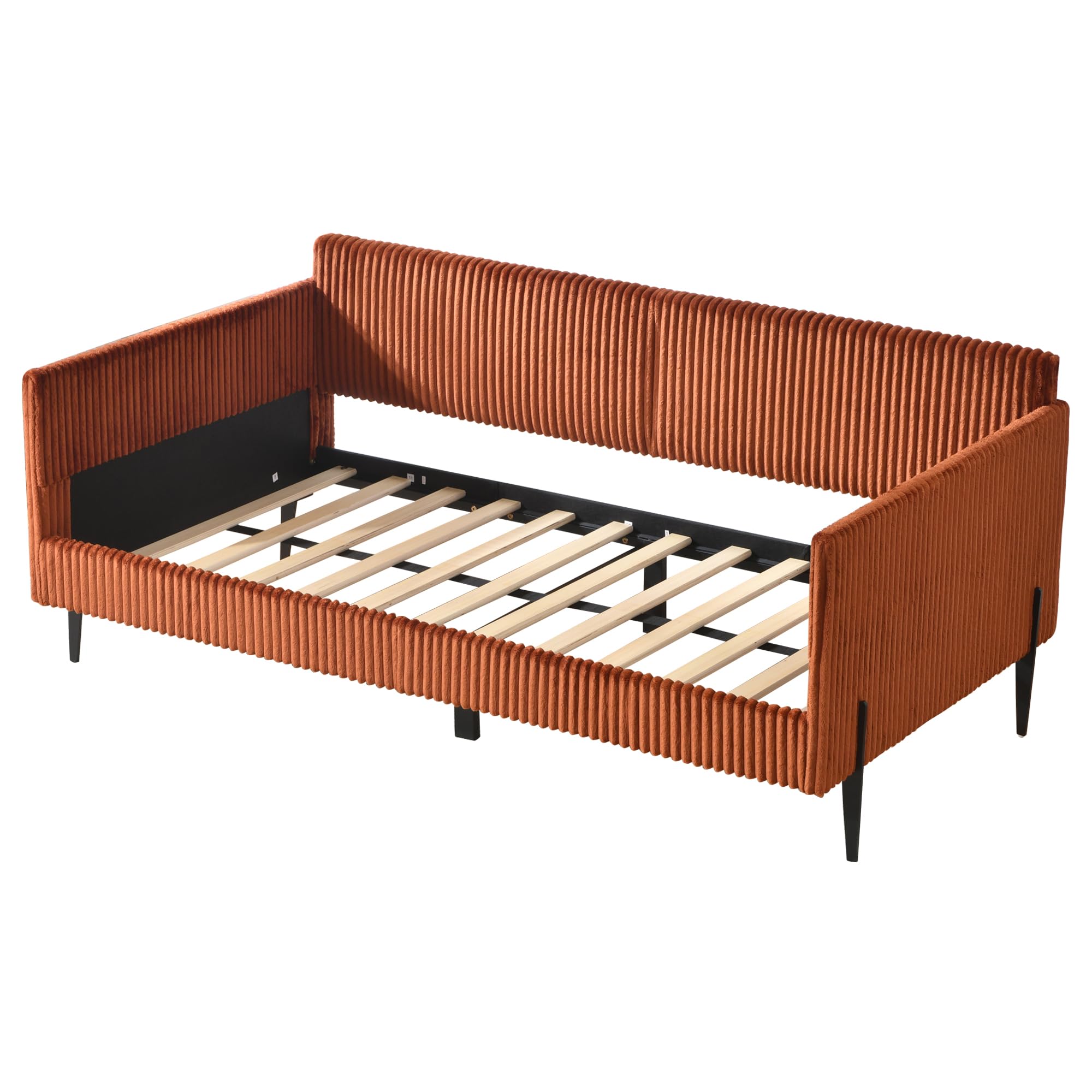 Single-Size Upholstered Sofa Bed with Metal Support Legs