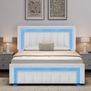 Queen LED Bed Frame with Diamond Tufted Headboard