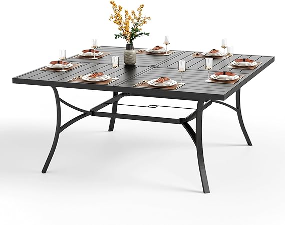 60" Square Outdoor Patio Dining Table for 8