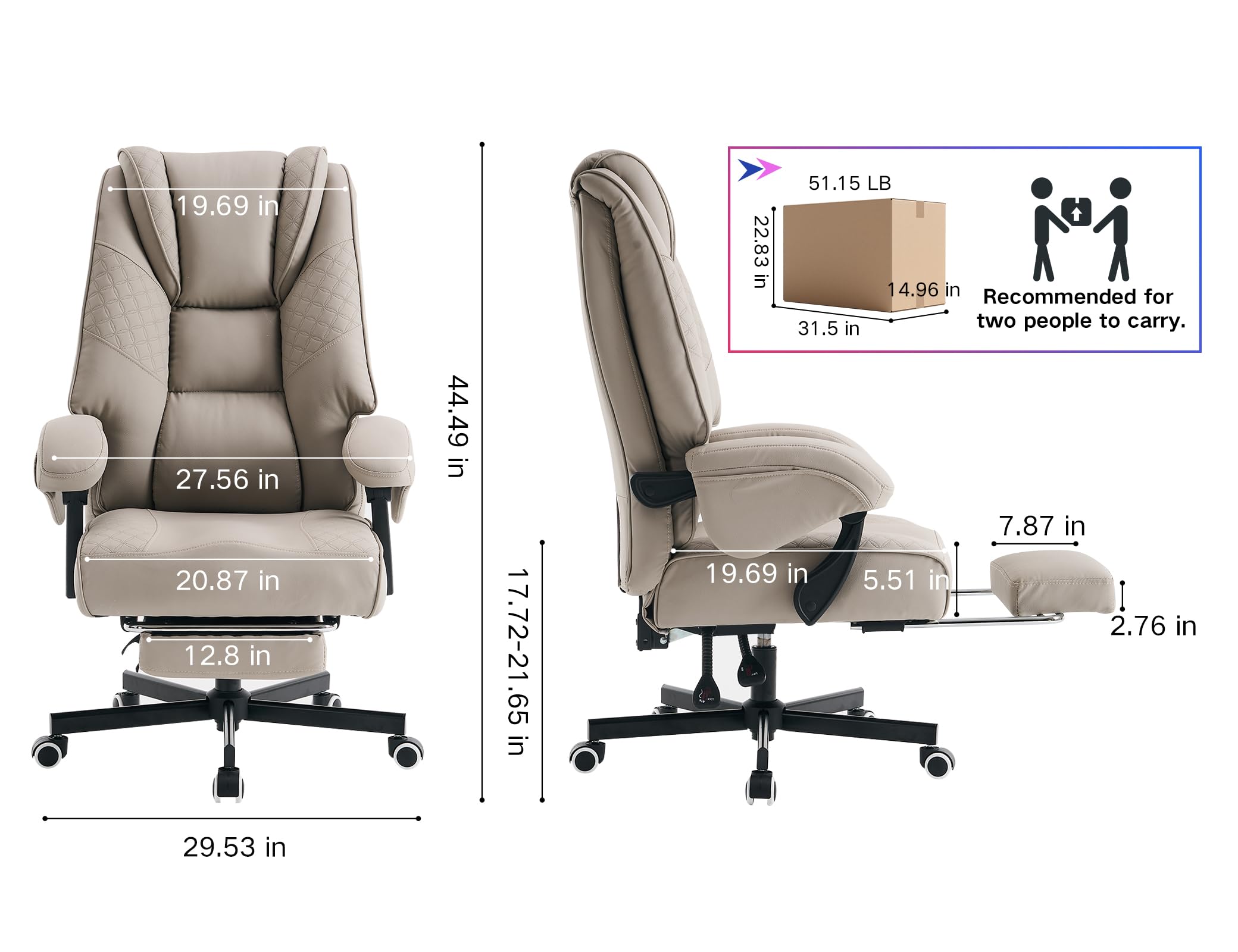 Big and Tall Office Chair with Footrest and Lumbar Support