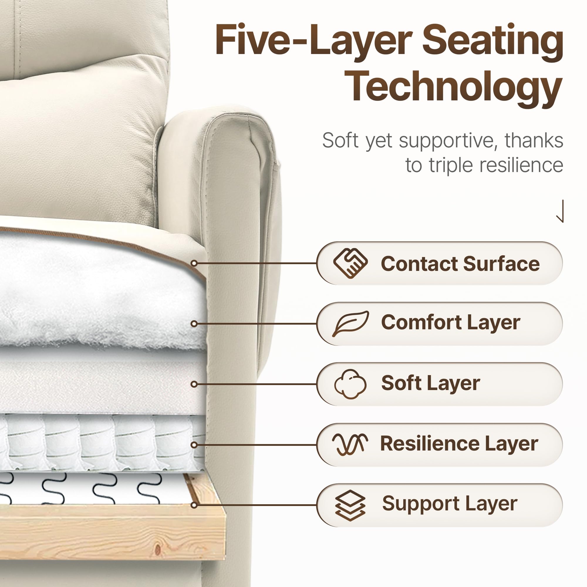 Leather Recliner Chair with Adjustable Headrest