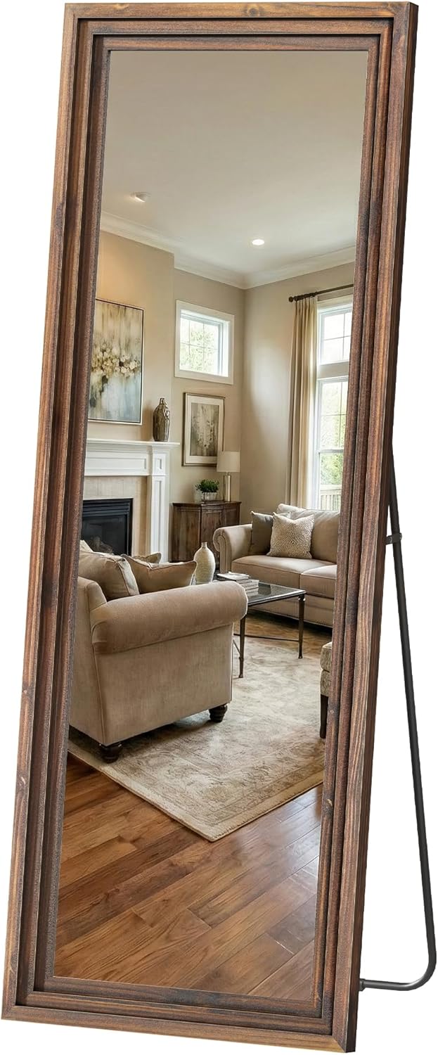 Arched Full Length Floor Mirror 63x21 Rustic White