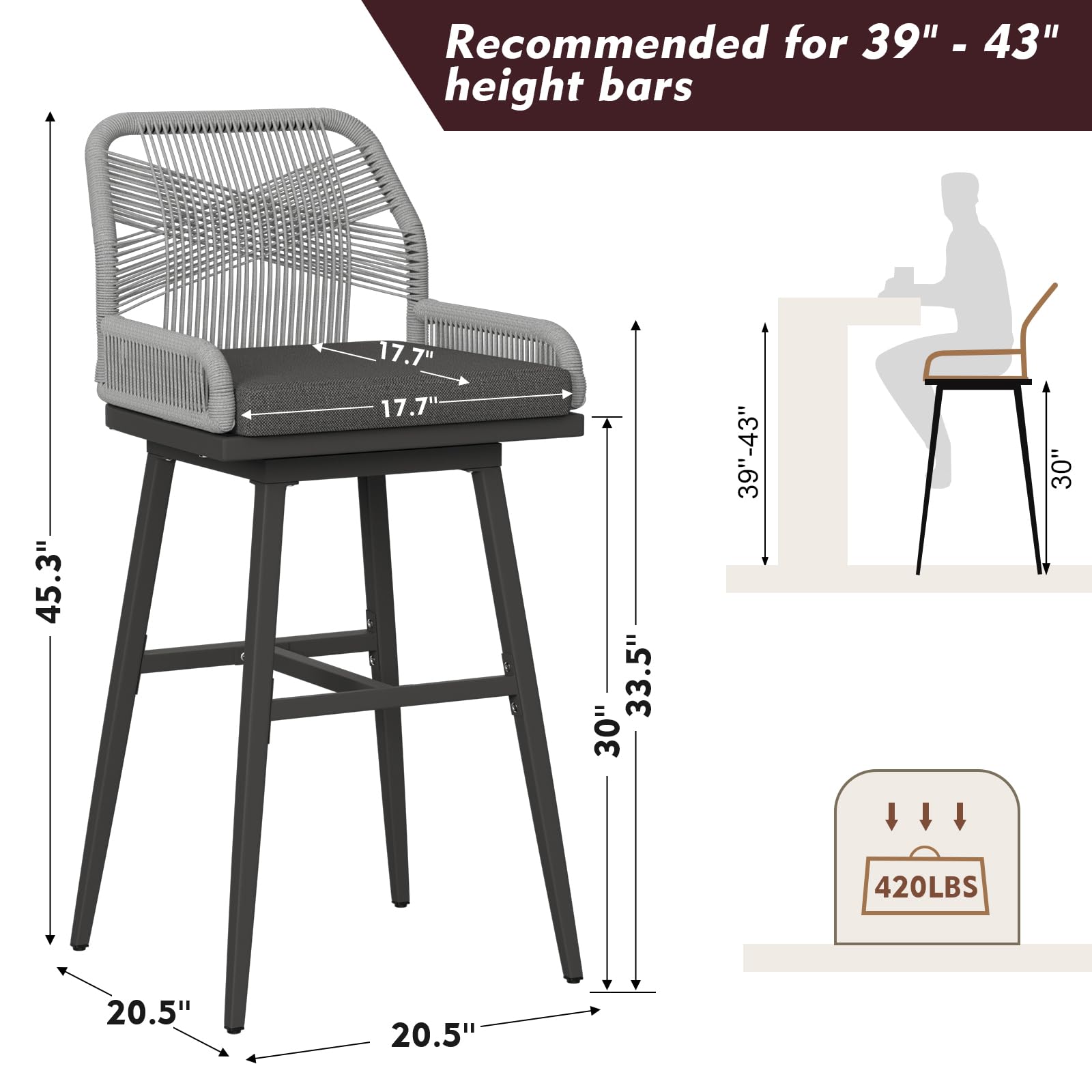 Outdoor Swivel Bar Stools Set of 6